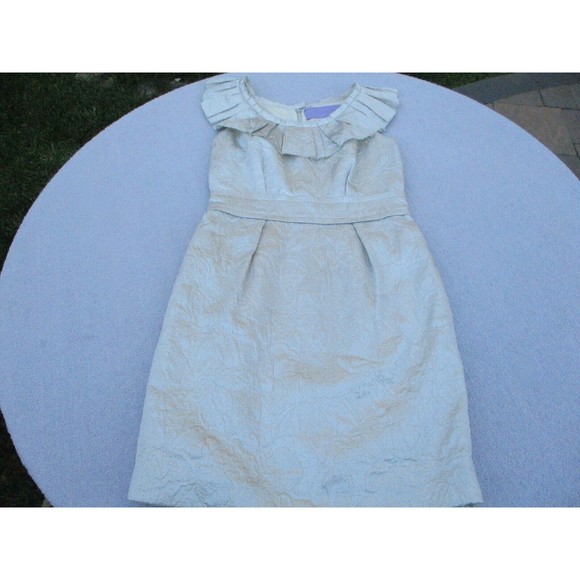 Vera Wang Lavender Label Dress Size 4 Silver w/Pockets & Ruffles Cocktail Party - Picture 3 of 15